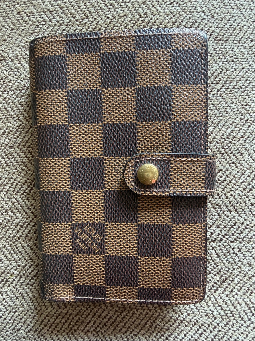 Louis Vuitton Damier Ebene Checkerboard Phone Wallet Case in Brown